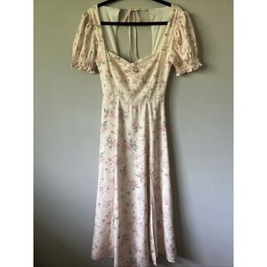 Lait Collection Jacklyn Midi Dress Size XS Rose Floral Romantic Cottagecore